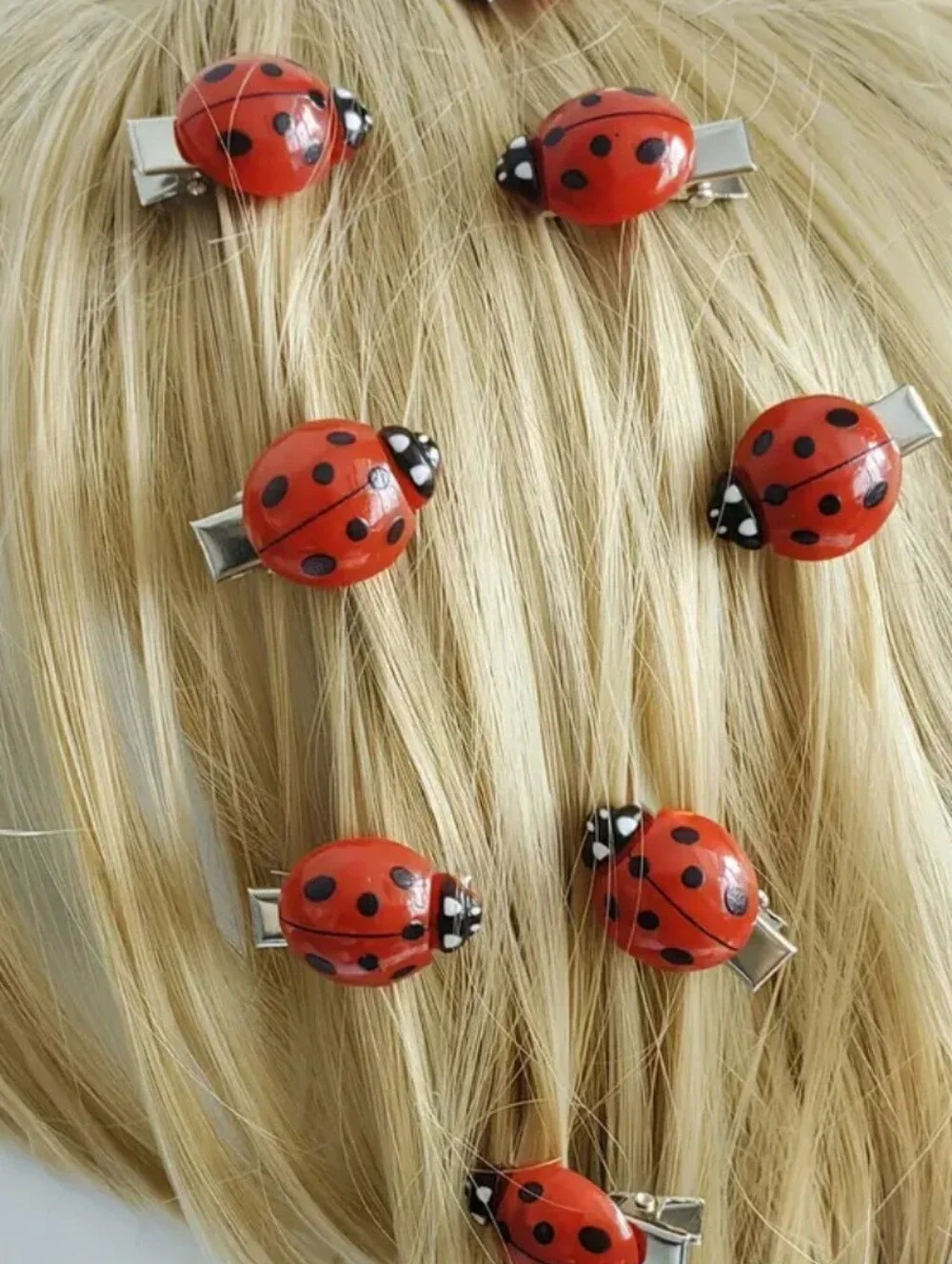 🐞20pcs Small Acrylic Ladybug Hair Clips W/Alligator Clamps (OS) 🐞🐞